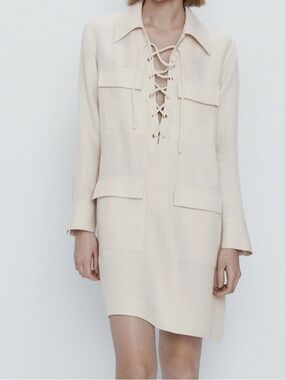 Massimo Dutti Day dress in sand size large